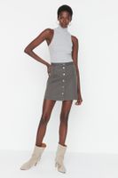 Trendyol Gray Button Detailed Mini Woven Skirt