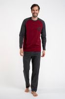 Men's pyjamas Morten, long sleeves, long trousers - burgundy/dark melange