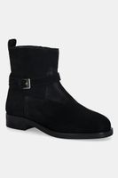 Semišové topánky Tommy Hilfiger TH BUCKLE RIDING SUEDE BOOTIE