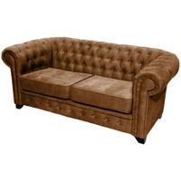 Livetastic SEDAČKA CHESTERFIELD, drevo, textil, kompozitné drevo, koňaková