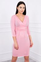 Dress fitted with a cut-out under the bust powder pink