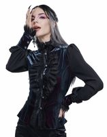 DEVIL FASHION - Damenbluse - - Starlight Star Bright Gothic Blouse With Ruffles S