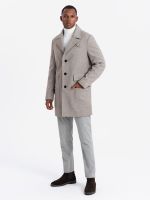 Ombre Single-breasted patterned men's coat with pockets - ash