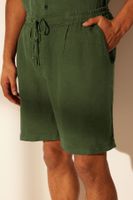 Trendyol Khaki Regular Fit Limited Edition 100% Linen Elastic Waist Shorts & Bermuda