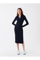 LC Waikiki LCW Casual Polo Neck Straight Long Sleeve Women's Dress