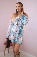 Floral dress on the shoulders of azure color