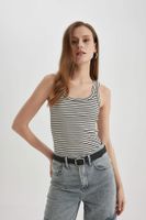 DEFACTO Slim Fit Slim Cut Striped Round Neck Ribbed Camisole Undershirt