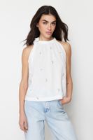 Trendyol Ecru Halter Embroidery Detail Woven Blouse