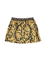 Barocco Print Pleated Twill Mini Skirt