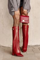 FB2 Kozaki Damskie Eko Skórzane Z Wywiniętą Cholewką Na Słupku Bordowe Avamora