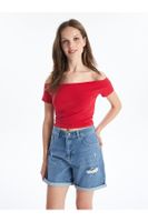 LC Waikiki Boyfriend Fit Ripped Detailed Women's Jean Shorts