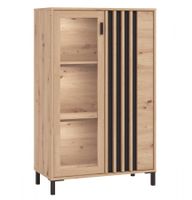 Široká vitrína s ovetlením luisa - dub, čierna