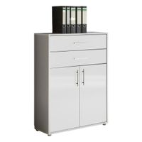 MID.YOU SKŘÍŇ NA ŠANONY, šedá, vysoce lesklá bílá, 84,5/114/33 cm