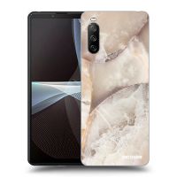 Silikónový čierny obal pre Sony Xperia 10 III - Cream marble