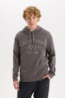 DEFACTO Relax Fit Hooded Printed Thick Sweatshirt