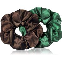 BrushArt Hair Large satin scrunchie set гумки для волосся Brown & Green