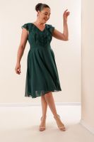 By Saygı Flounce gallér sifon plus size ruha