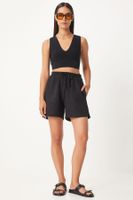 Happiness İstanbul Women's Black Pocket Muslin Shorts