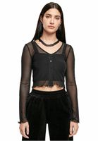 koszulka damskie - Cropped Mesh - URBAN CLASSICS - TB4769 - black L