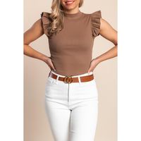 Baumwolltop Mit Rüschen, Camel