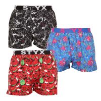 3PACK pánské trenky Styx art sportovní guma vícebarevné (3B13489) M