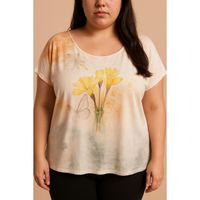 Plus Size Bedrucktes Top, Gelb