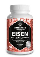 Eisen Kapseln hochdosiert & vegan, 20 mg mit Vital-Formel + Histidin + Vitamine für optimiale Bioverfügbarkeit, 90 Kapseln | Vitamaze by Sensilab