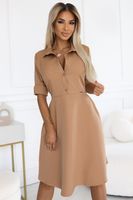 286-8 SANDY Flared shirt dress with belt - MOCHA MOUSSE