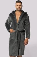 Fleecový pánský župan Envie Felix - žebrovaná struktura Tmavě šedá XL/2XL