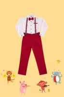 Trendyol Claret Red Boy Bow Tie Polka Dot Shirt Trousers Suspender Set