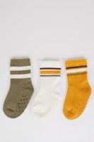 DEFACTO Baby Boy Non-Slip Sole 3-Pack Cotton Long Socks