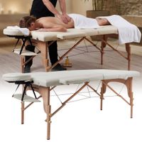 Masérské lehátko inSPORTline Orashi 186x60x62,5-85,5 cm 2-dílné dřevěné krémová