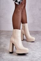 FS1 Sima Bőr Csizma Egy Bar Bézs Kaysa