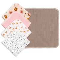 T-TOMI BIO Muslin Napkins Servietten 25 x 25 cm Girl 5 St.