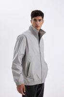 DEFACTO Stand Collar Coat Jacket Zippered Pocket Seasonal Lightweight