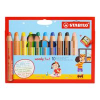 Farbičky Woody 3 v 1 arty 10 farieb + strúhadlo Stabilo