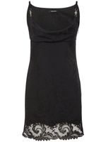 Draped Satin & Lace Mini Dress