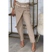 Elegante Hose Mit Rüsche, Beige