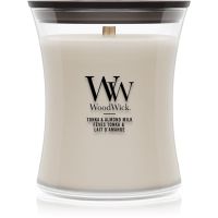 Woodwick Tonka & Almond Milk αρωματικό κερί με ξύλινο φιτίλι 275 γρ