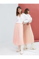 Koton Pleated Midi Skirt Chiffon Asymmetrical Cut With Lined.