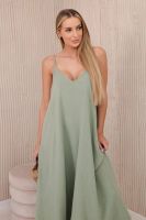 Kesi Włoski Mušelínové šaty na ramínka světlá khaki