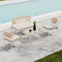 Ambia Garden SÚPRAVA ZÁHRADNÉHO NÁBYTKU 4-dielne, kov, plast, sklo, textil