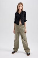 DEFACTO Straight Fit Cargo Pocket Standard Gabardine Trousers