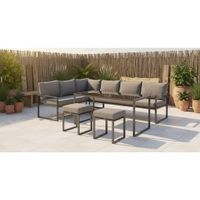 Ambia Garden JEDÁLENSKÁ TERASOVÁ SÚPRAVA 16-dielne, kov, sklo, textil