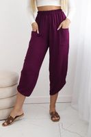 Wide-leg trousers with plum pockets