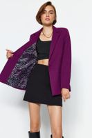 Trendyol Dark Purple Regular Lining Detailed Woven Blazer Jacket