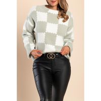 Weicher Pullover Mit Karodruck, Grau