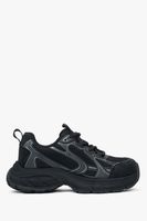 ES8: Czarne sportowe sneakersy damskie z ekoskóry i siateczki