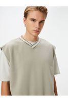 Koton Oversize Sweatshirt V-Neck Short Sleeve