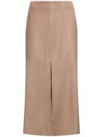Suede Leather Midi Skirt